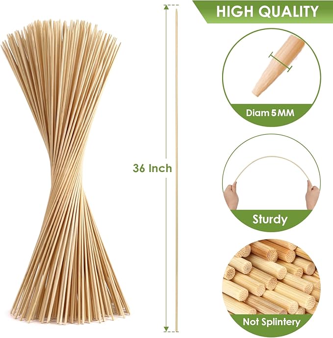240 PCS Smores Sticks 36" Long 5mm Thick, Marshmallow Roasting Smore Sticks Bamboo, Disposable Marshmellow Sticks Camping Heavy Duty SMores Skewers for Outdoor Fire Pits Campfires Hot Dog Sausage
