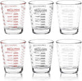 Shot Glasses Measuring Cup Set 6 Pack Espresso Shot Glasses Liquid Heavy Glass 26-Incremental Measurement 1 OZ, 2 TBS, 6 TSP, 30 ML Kitchen Tools