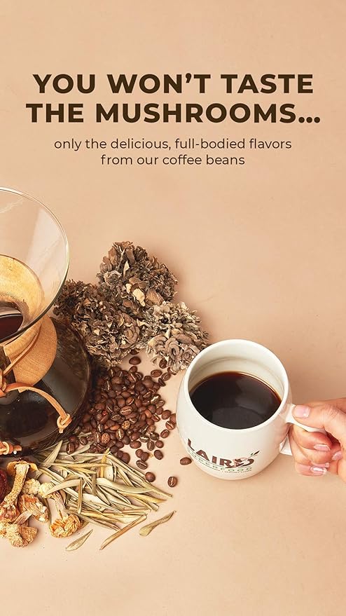 Laird Superfood Boost Coffee, Medium Roast Ground Beans Infused with Functional Mushrooms, Vitamin D and Olive Leaf Powder, 12 oz. Bag (Pack of 2)