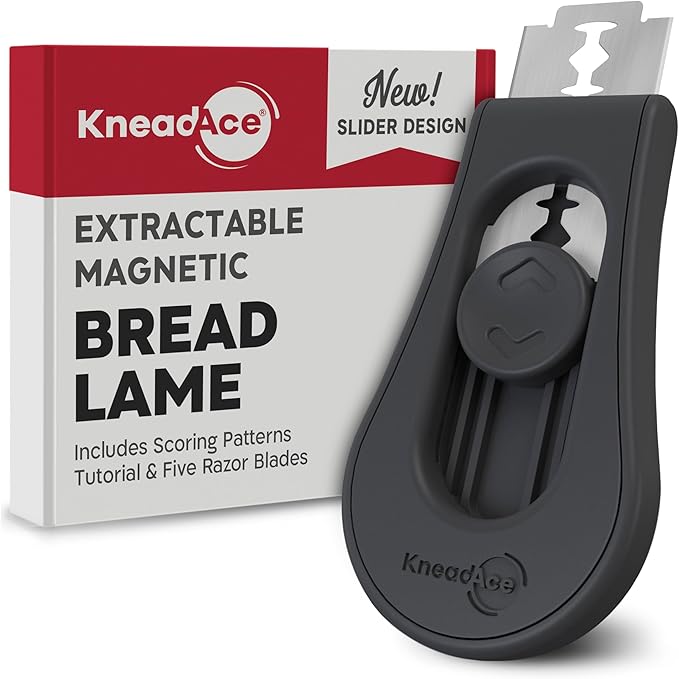 Upgraded Magnetic Bread Lame, Professional Dough Scoring Tool with Extractable Blade, Sourdough Bread Tool for Baking, Includes Scoring Pattern Booklet & 5 Replaceable Razor Blades