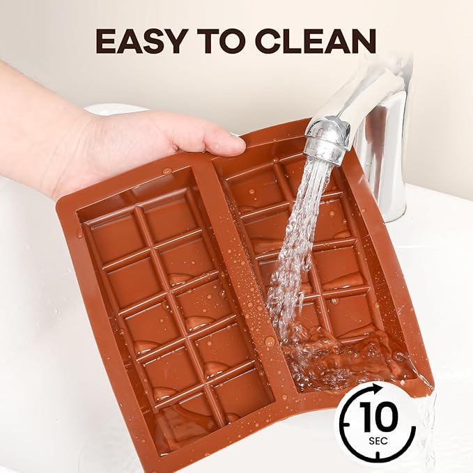 Dubai Chocolate Molds 1 Inch Deep, Silicone Chocolate Bar Mold – Non-Stick, Flexible, Large and Thick Homemade Chocolates, Candies, and Desserts - Set of 2