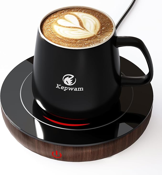 Coffee Mug Warmer & Kepwam Mug Set, Gravity Sensor Cup Warmer for Desk with LED Light, 3 Temp Settings & 6H Auto Shut Off, Coffee Warmer Plate for Coffee,Tea - Coffee Lovers Present for Men Women
