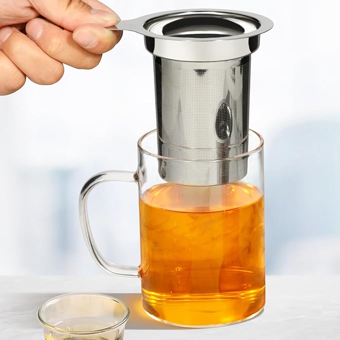 PARACITY Tea Infuser for Loose Leaf Tea, Loose Leaf Tea Infuser with Handles, Tea Strainer Extra Fine 18/8 Stainless Steel, Tea Strainer for Teapots, Mugs, Cups to Steep Loose Leaf Tea（2 Pack)