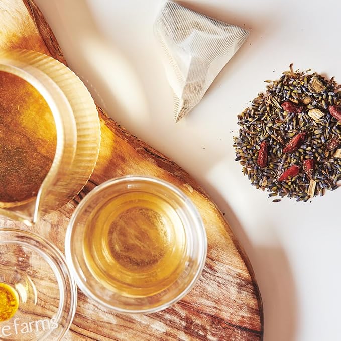 Grace Farms LAVENDER GOJI BERRY Herbal Tea (16 Pyramid Sachets) | Naturally Sweet, Stress Relieving and Caffeine Free | Organic and Kosher Certified | Gives Back 100% of Profits