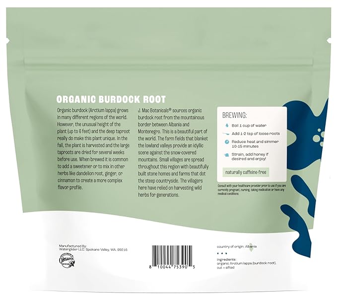 J Mac Botanicals Organic Burdock Root Herbal Tea - 4 oz