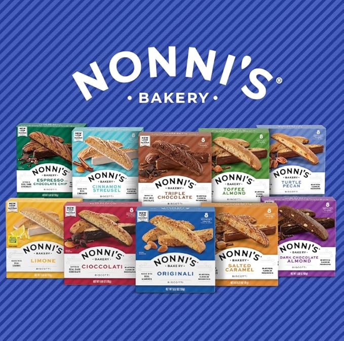 Nonni's Salted Caramel Biscotti Italian Cookies - 6 Boxes - Biscotti Individually Wrapped Cookies - Italian Biscotti Cookies w/Rich Milk Chocolate & Sea Salt - Kosher - 6.72 oz