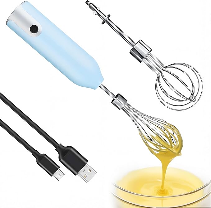 Egg Beater Whisk, Wireless Electric Multi-speed Control Rechargeable Batteries Balloon Whisk for Eggs, Milkshake Cream, Butter, Baby Food Fruits, Sauces and Soup for Kitchen,Camping,Party Gifts