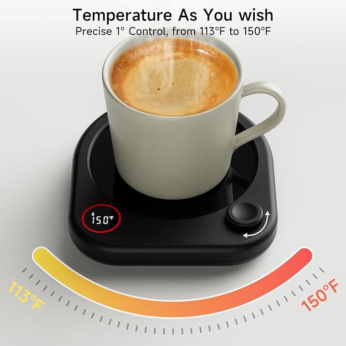 Coffee Mug Warmer for Desk, Electric Cup Heater for Tea Milk Beverages with Adjustable Temperature Display, Auto Shut Off Timer Mug Sensor, Candle Wax Heating Plate, Ideal Gift Accessory