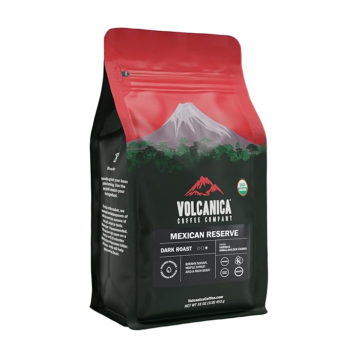 Mexican Coffee, Dark Roast, Ground, USDA Organic, Reserve, Fresh Roasted, Kosher, 16-ounce
