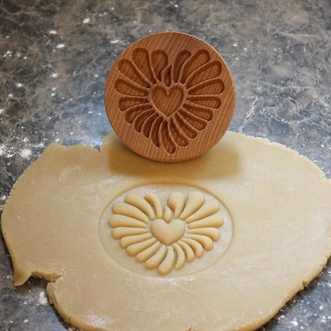 Wood Cookie Stamp, 2.5 Inch (Heart Love CS-054)