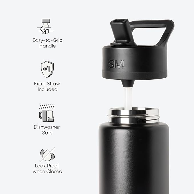 Simple Modern Kids Water Bottle with Straw Lid | Vacuum Insulated Stainless Steel Metal | Reusable Leak Proof BPA-Free Thermos for School | Summit Collection | 18oz, Malibu