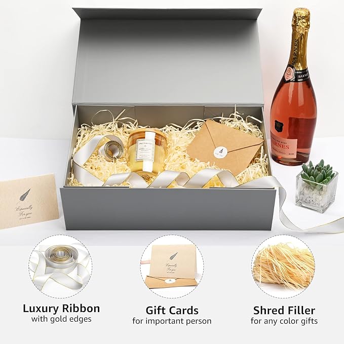 LIFELUM Extra Large Gift Box,13.85 x 8.35 x 4.45 with Magnetic Lid for Presents with Ribbon, Card, Shredded Paper Filler Valentine's Day,Christmas, Holidays, Birthdays
