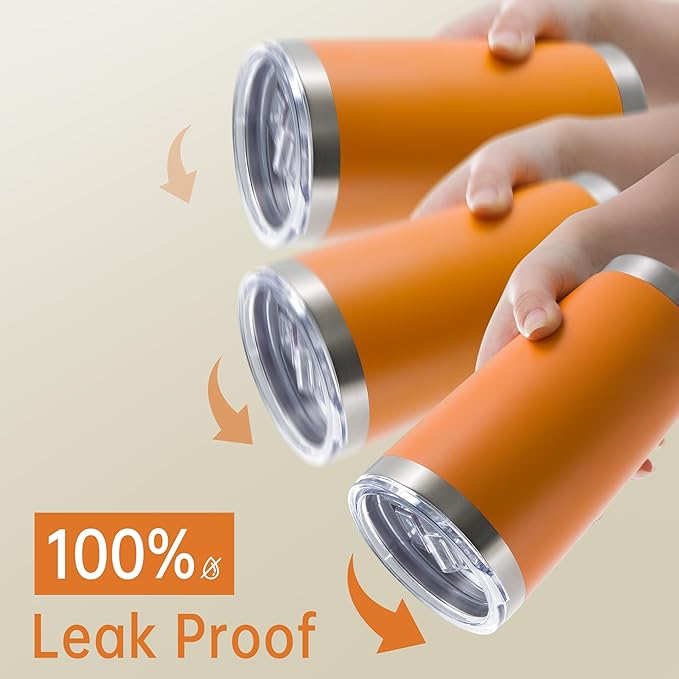 20 oz Tumbler Stainless Steel Tumblers with Lid Double Wall Vacuum Insulated Coffee Mug 20oz Powder Coated Cup for Hot and Cold Drinks, Orange, 1 pack