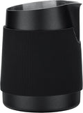 Normcore Handleless Milk Frothing Jug, Milk Pitcher 15.2 oz, Milk Frother Steamer Cup Stainless Steel Espresso Cup, Sharp Spout, Black, 450 ml