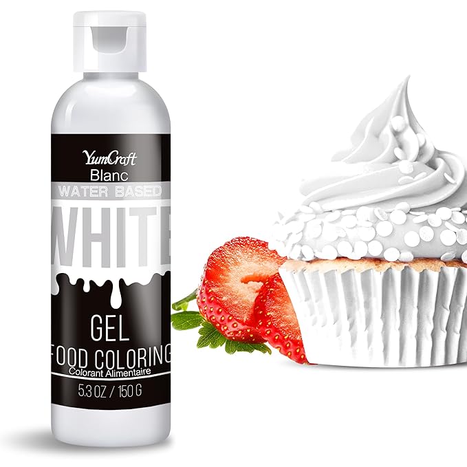 Food Coloring Gel - Vibrant Color Gel Food Coloring for Cake Decorating, Baking, Easter Egg, Icing - Tasteless Food Color Dye for Fondant, Cooking, Slime, Airbrush (White, 5.3oz)