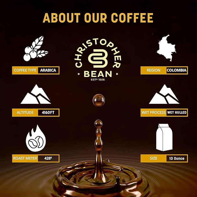 Christopher Bean Coffee - Certified Kosher - Decaf Ground Universal Drip Chocolate Orange Flavored Coffee with Medium Roast | Chocolate Orange Coffee No Sugar with 100% Arabica, No Fats, Non-GMO | 10-Ounce