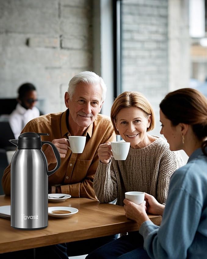 Large and Heavy Thermal Coffee Carafe 102 oz,Fullness Water is 7.3 LB, Insulated Carafe for Hot Liquids,Coffee Carafes For Keeping Hot for Parties/Tea Dispenser Flask(Silver)