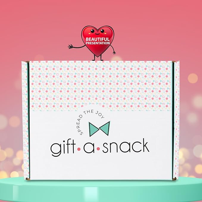 Gift A Snack - Thanksgiving, Holiday, Christmas Stocking Stuffer Snack Box Variety Pack Care Package + Greeting Card (50 Count) Birthday Sweet Treats Gift Basket, Candies Chips Crackers Bars