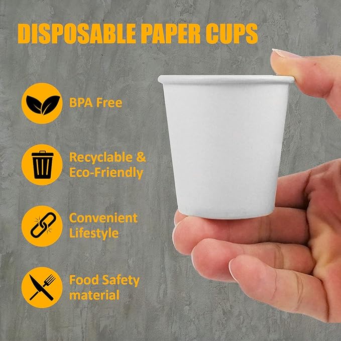 Smygoods White Disposable Paper Coffee Cups with Lids (4 OZ, 25 Count) For Hot Beverages, Tea, Espresso, Cocoa - To Go Drink Containers, Café & Office