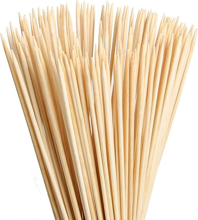 FLYPARTY Bamboo Marshmallow Roasting Sticks with 30 Inch 5mm Thick Extra Long Heavy Duty Wooden Skewers,Roaster Barbecue S'Mores Skewers Hot Dog Forks for Camping,Party,Kebab Sausage(60 Pcs)