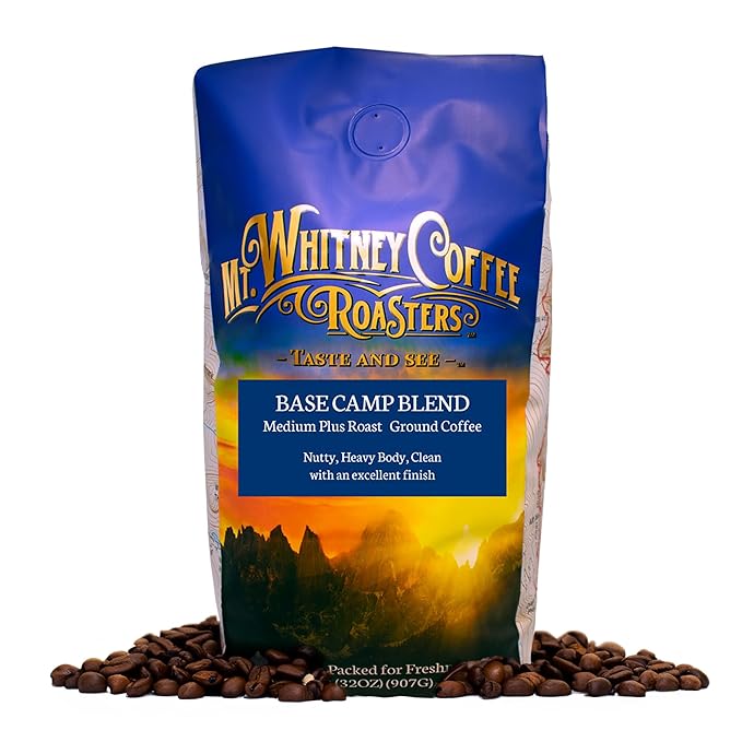 Mt. Whitney Coffee Roasters Base Camp Blend Medium Dark Roast Coffee, Low Acid, Ground, 5 lb (Pack of 1)