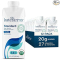 KATE FARMS Organic 1.4 High Calorie Nutrition Shake, Vanilla, 20g Protein, 27 Vitamins and Minerals, Meal Replacement, Protein Shake, 11 oz (12 Pack)