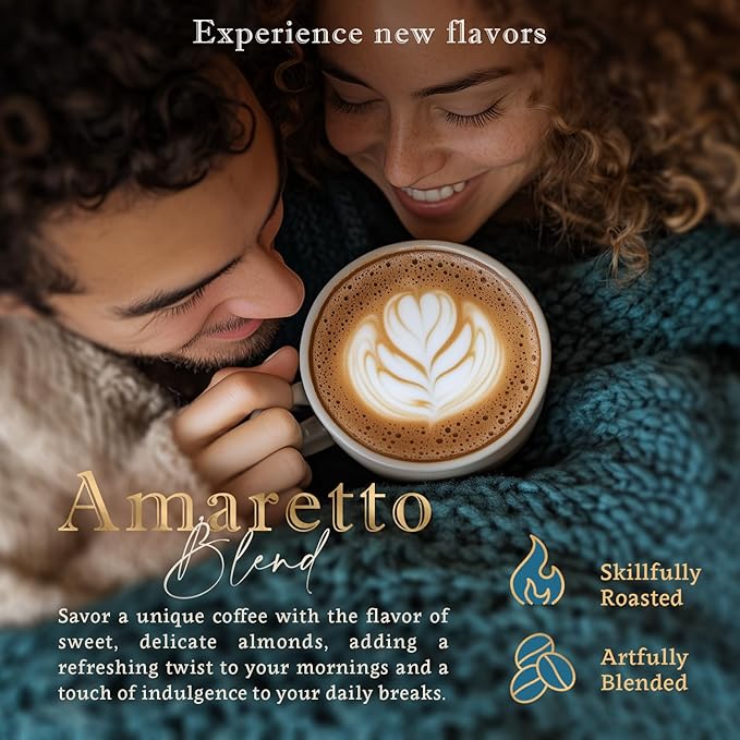 Amaretto Flavored Whole Bean Coffee – 100% Arabica, Single Origin, Medium Roast, Naturally Sweetened, Indulgent and Smooth – Perfect for Cold Brew – by Coffea Flavor