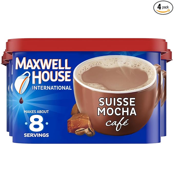 Maxwell House International Suisse Mocha Café-Style Instant Coffee Beverage Mix, 4 ct. Pack, 7.2 oz. Canisters