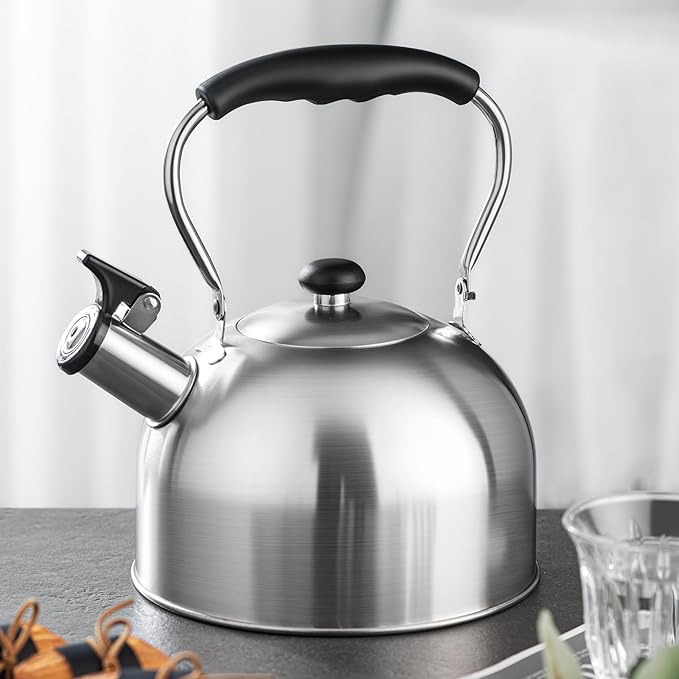 Tea Kettle – 2.64 Quart Stovetop Teapot, Stainless Steel Water Kettle for Camping & Kitchen, Foldable Handle, Gooseneck Spout – Perfect for Coffee & Tea