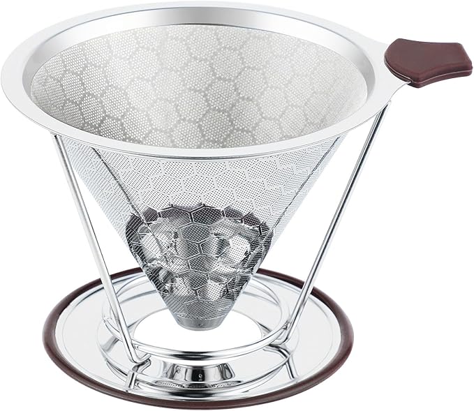 Pour Over Coffee Filter, CHDEXU Stainless Steel Coffee Dripper with Stand, Paperless Reusable Filter with Removable Cup
