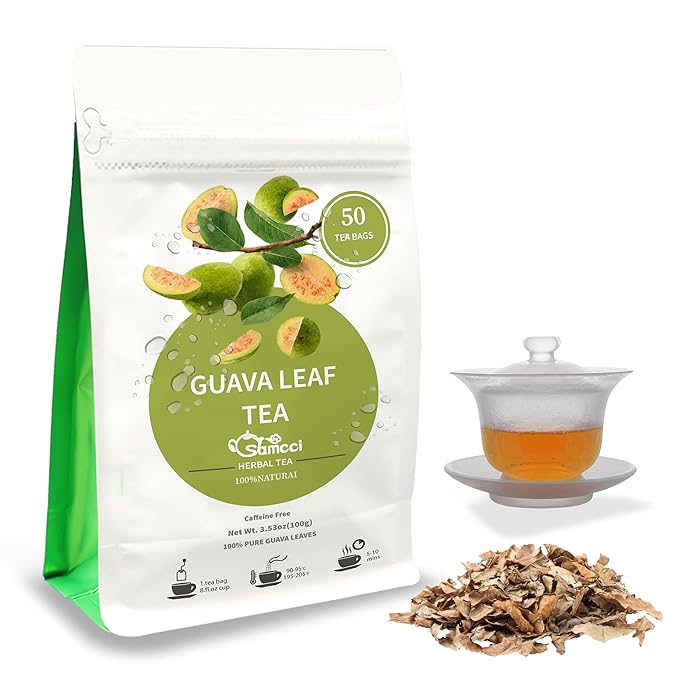 Samcci - Guava Leaves Tea Bags, 50 Teabags - Hojas De Guayaba, Premium Guava Leaf Tea - Immune Support - Digestion & Relaxation - Non-GMO - Caffeine-free