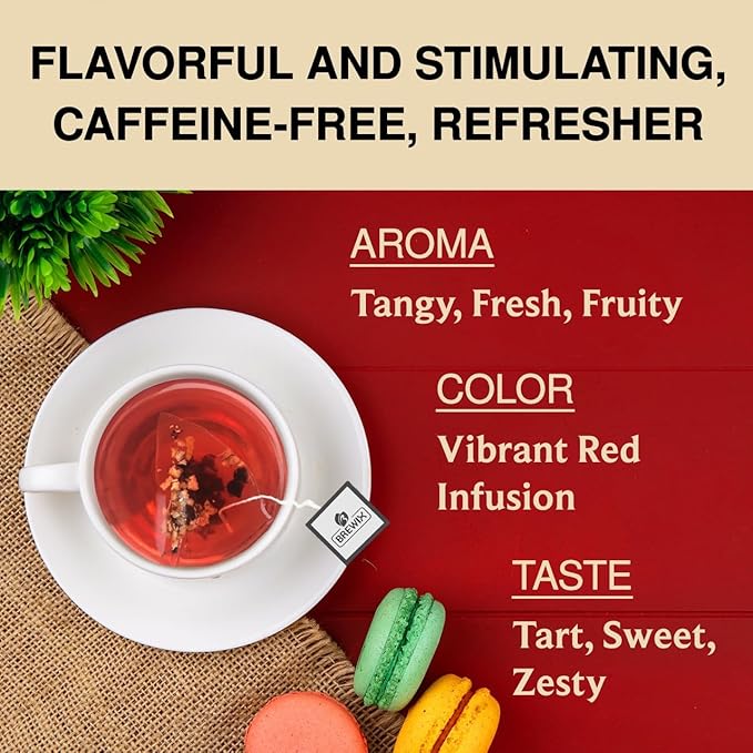 BREWIX, Hibiscus Orange Tea Bags (25 Plant Based Tea Bags) Caffeine-Free, Made with Real - Hibiscus Flowers, Rosehip, Orange Peel, Raspberry Leaf | Contains Antioxidants & Support Overall Health