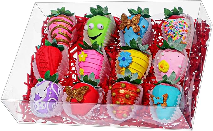 20PCS 10x7x2 inches Clear Bakery Boxes Strawberry, Cookie, Macaron & Gift Boxes for Party Favors
