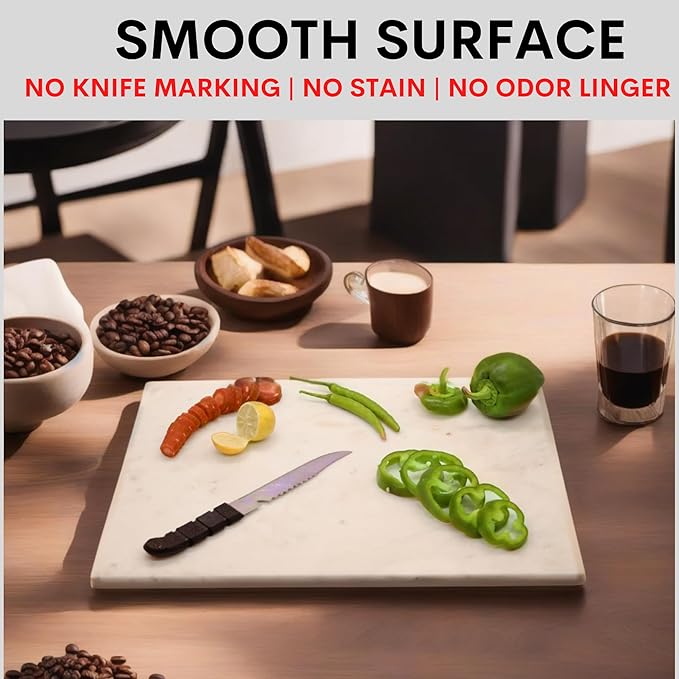 Marble Cheese and Pastry Board 16 x 12 Inch – Natural Carrara White Marble Cutting Board and Serving Tray for Dough, Bread, Pizza, Charcuterie – Heavy, Non-Slip, Gift-Ready.