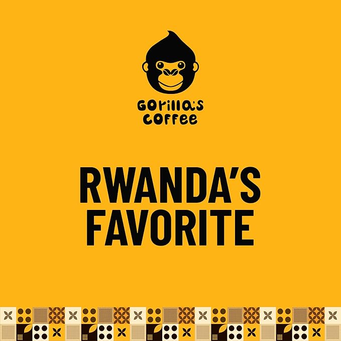 Gorilla's Coffee 100% Arabica - Medium Roast Ground Coffee, Fair Trade, Smooth, Balanced, Aromatic, Spice & Luscious Fruit Notes | Premium Rwandan Coffee | Rich, Flavorful, and Aromatic (500g/17.6oz)