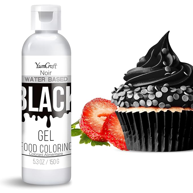 Food Coloring Gel - Vibrant Color Gel Food Coloring for Cake Decorating, Baking, Easter Egg, Icing - Tasteless Food Color Dye for Fondant, Cooking, Slime, Airbrush (Black, 5.3oz)
