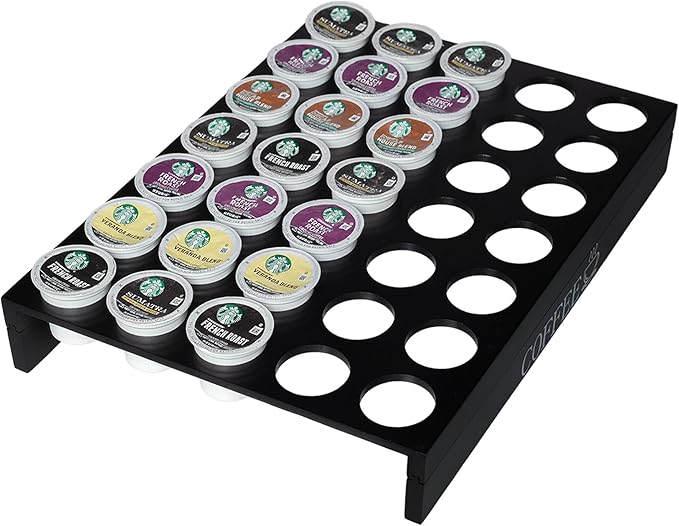 MinBoo BamBoo k cup holder Drawer or Countertop k cup Organizer Coffee Pod Holder Hold 35 Coffee Pod Storage Kcup coffee pods holder for coffee station Office and Kitchen k cup storage,Black