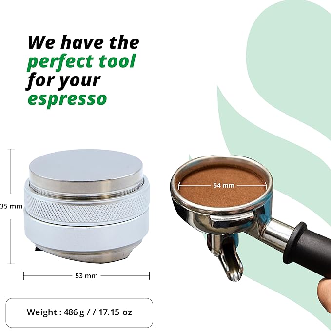 53mm Espresso Tamper and Distributor - Dual-Head Coffee Leveler for 54mm Breville Portafilters | Adjustable Stainless Steel Espresso Machine Accessory
