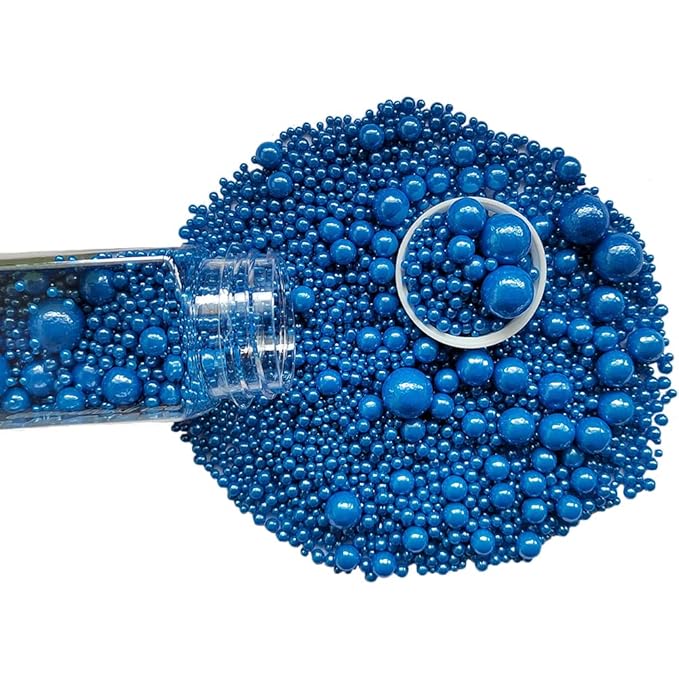 Edible Royal Blue Sugar Pearls Candy Sprinkles 120G/ 4.23Ounce Baking Cake Sprinkles Cupcake and Cake Topper Cookie Decorations Wedding Party Valentines Halloween Christmas Supplies