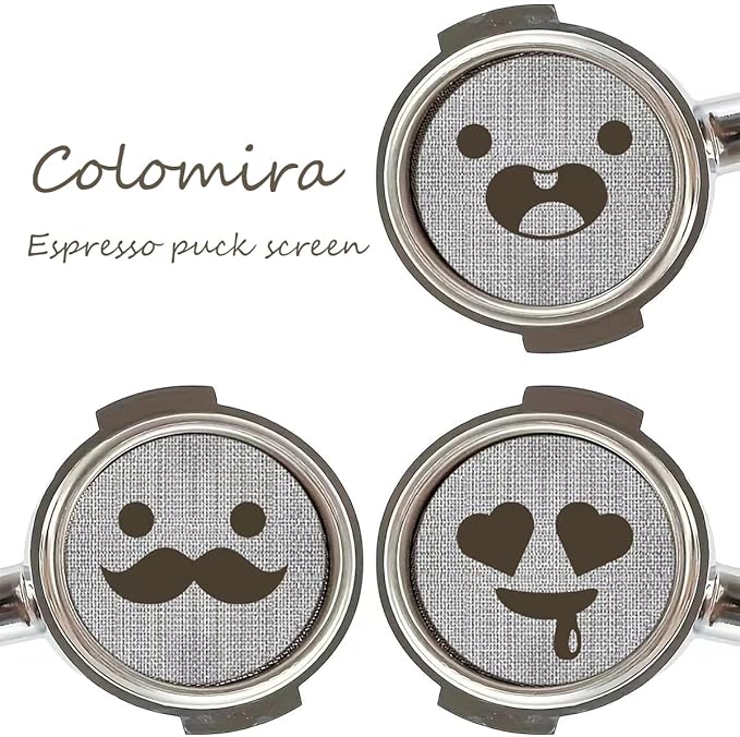 58.5mm Espresso Puck Screen 3-Pack, Lower Shower Screen, Metal Coffee Reusable Filter for 58mm Espresso Portafilter Basket, 1.7 Thickness(Cute Face)