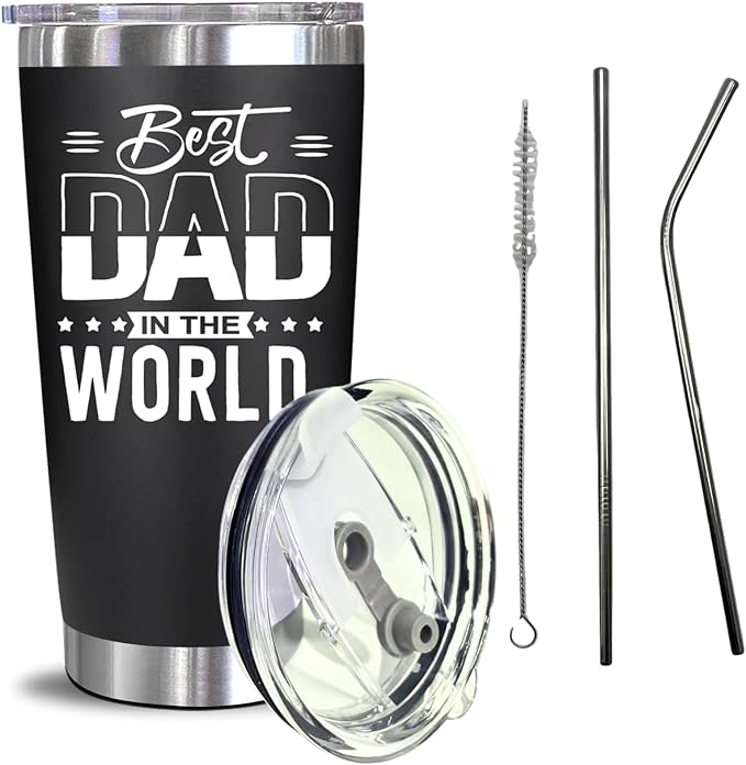 Gifts for Dad from Daughter Son Wife Kids, Christmas Gift for Men, Fathers Day Birthday Gifts for Husband Daddy Stepdad Grandpa Him Dads, Best Dad Ever Gift, 20 Oz Stainless Steel Tumbler