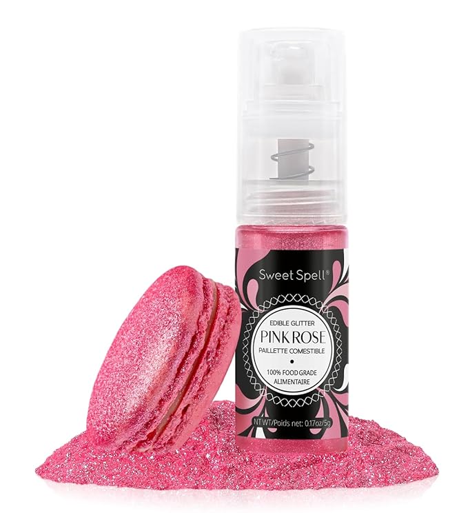 Sweet Spell Edible Cake Glitter Spray – Shimmering Magic for Cakes Decorating & Cocktails – 100% Edible, Food-Grade, Vegan, Gluten-Free (Pink)
