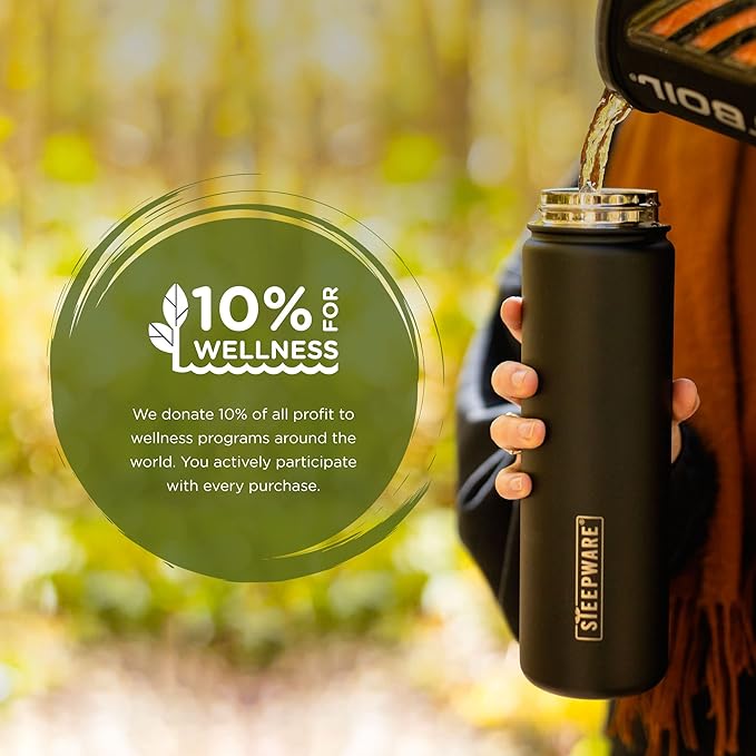 The Tea Spot Steepware Tea Tumbler and Thermos, 22oz, Tea Bottle with tea infuser for loose leaf tea or iced coffee, Sleek Double Wall Tumbler & Insulated Travel Bottle - Olive