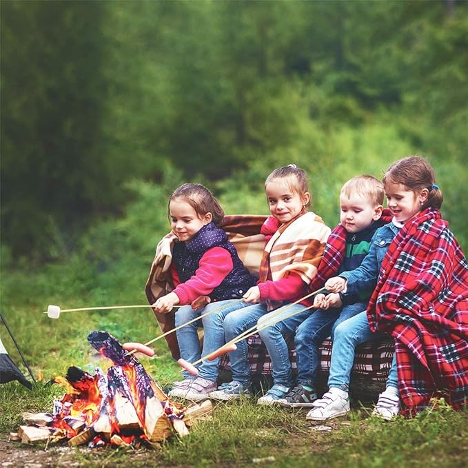Smores Sticks 36" Long 5mm Thick, 60 PCS Marshmallow Roasting Smore Sticks Bamboo, Disposable Marshmellow Sticks Camping Heavy Duty SMores Skewers for Outdoor Fire Pits Campfires Hot Dog Sausage