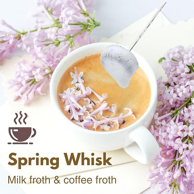 Rechargeable Milk Frother Handheld Electric Frother Wand Milk Foamer Drink Mixer for Coffee, Lattes, Cappuccino, and Egg, Stainless Steel for Travel-Silver