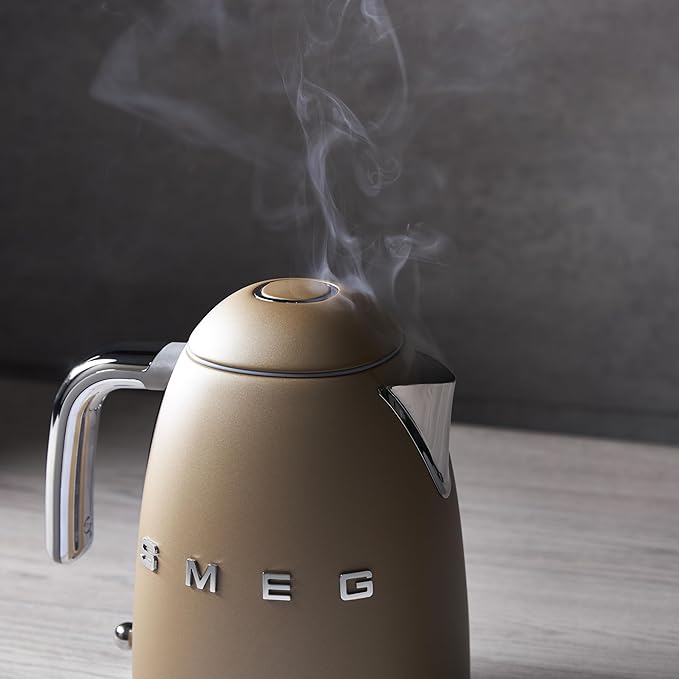 SMEG 50's Retro Style 7 Cup Electric Water Kettle with Automatic Shutoff, Removable Base, and Water Indicator, KLF03CHMUS, Matte Campagne
