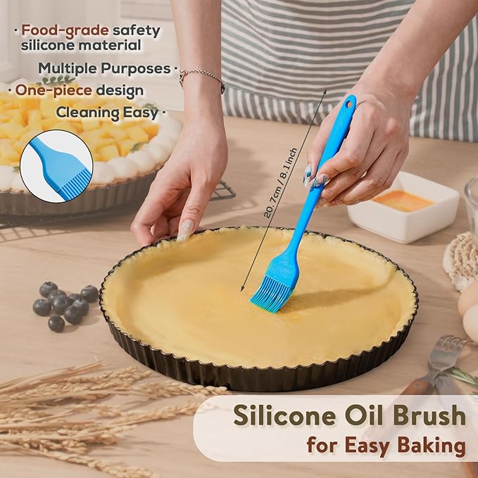 Sturdy Nonstick Tart Pan 11 inch Removable Bottom, Round Carbon Steel Quiche Pan for Baking, Heavy Duty Tart Mold loose for Pie, Mousse Cakes,Fruit and Desserts