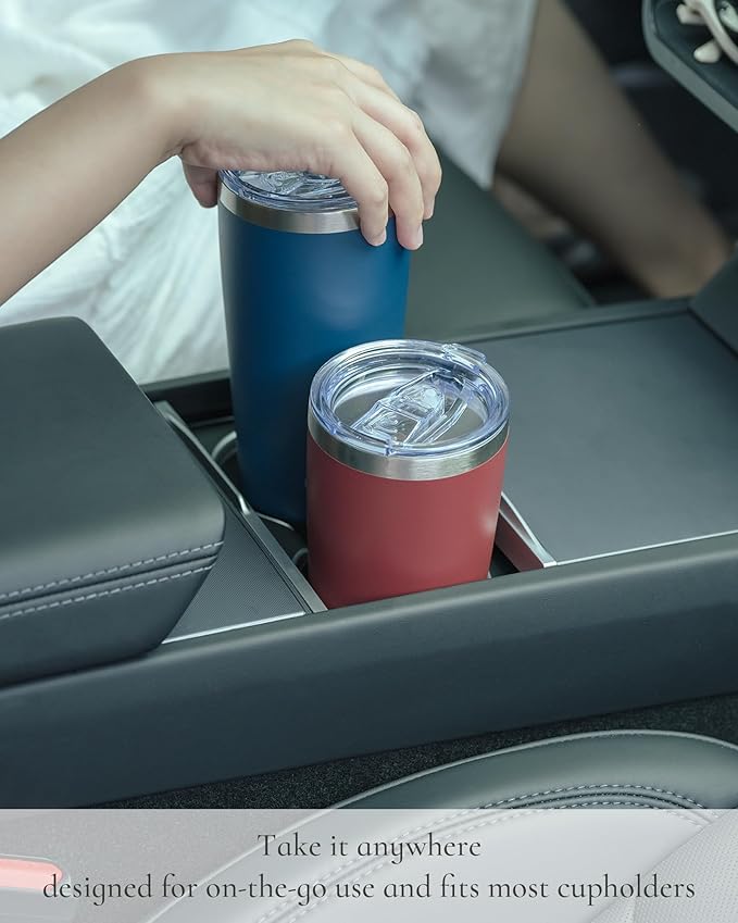 Travel Coffee Tumbler 20oz, Leakproof Travel Coffee Mug with Lid and Straw, Stainless Steel Double Wall Vacuum Insulated Tumbler for Hot/Iced Drinks (Textured Matte, Red)