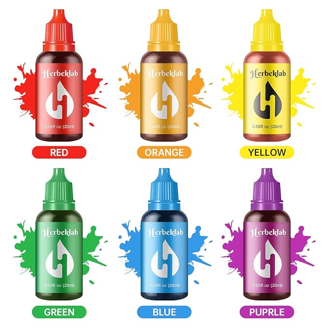 Food Coloring Liquid Food Dye Water Based Food Color 6 Colors x 20 ml Herbeklab Concentrated Food Coloring for Slime Baking Icing Cake Decorating Easter Egg - 4.06 Fl Oz