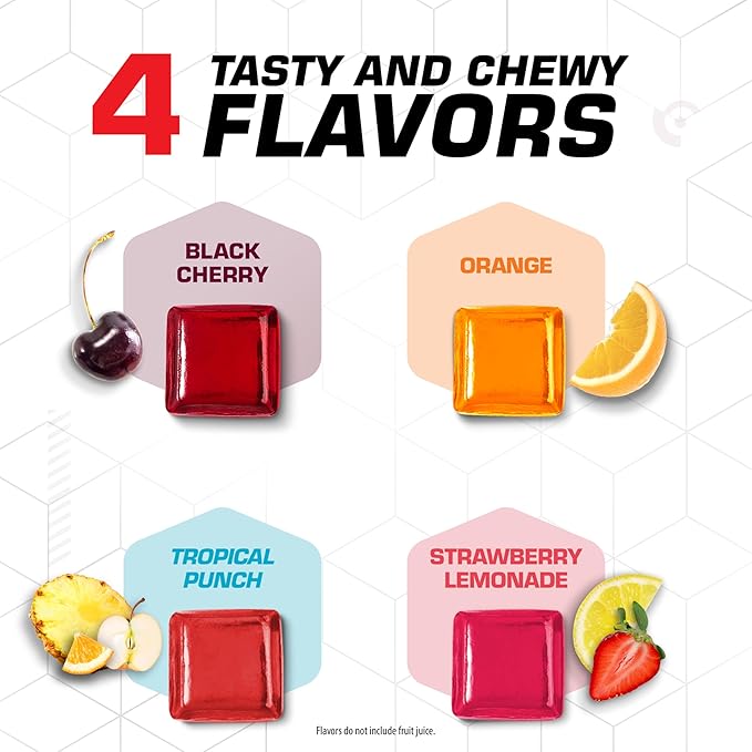 CLIF BLOKS - Energy Chews with Caffeine - Variety Pack - Non-GMO - Plant Based - Fast Fuel for Cycling and Running - Quick Carbohydrates and Electrolytes - 2.12 oz. Packets (8 Count)